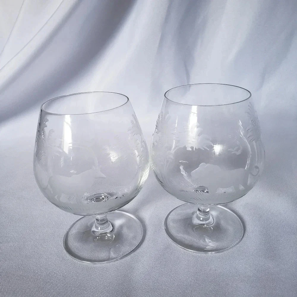 Set of 2 crystal brandy snifter glasses